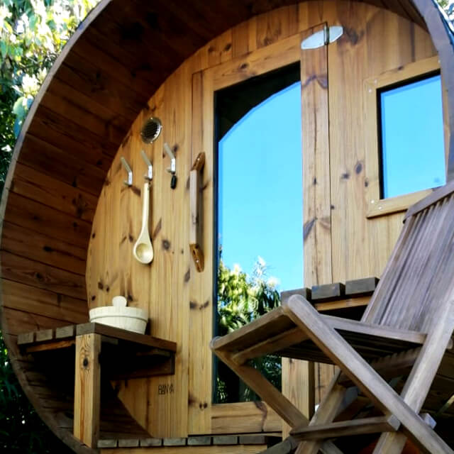 Barrel Sauna, Round Sauna, Custom Sauna, Wood Sauna, Banya Barrel Sauna, double window sauna, outdoor barrel sauna