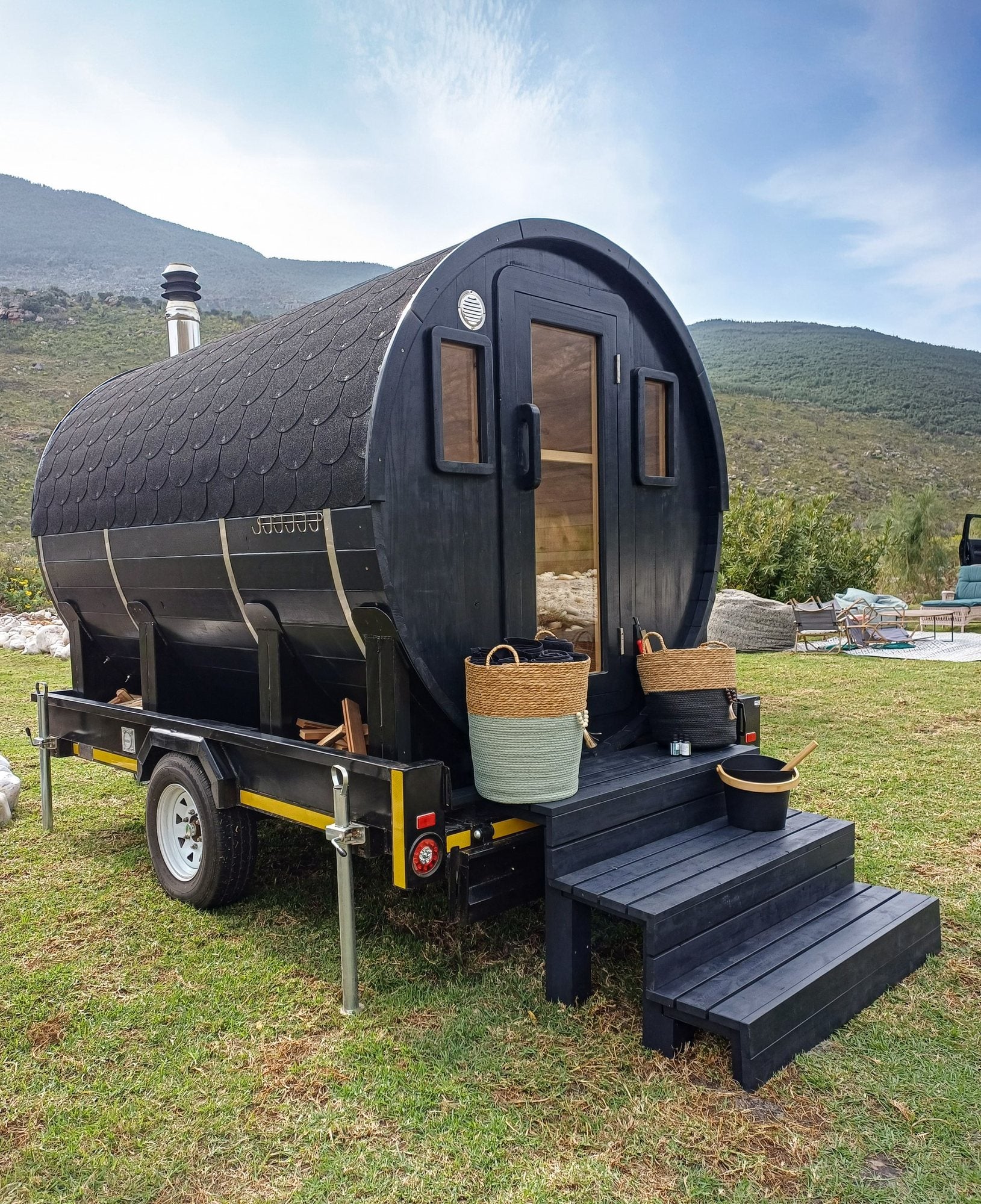 The BANYA Mobile Sauna on its trailer
