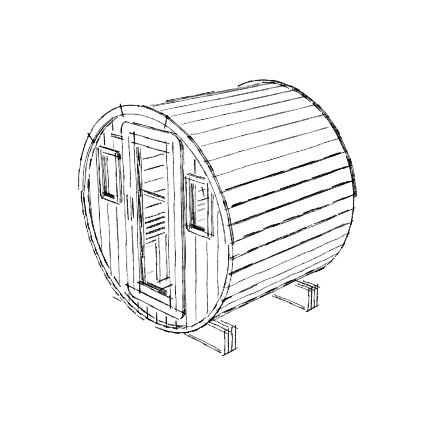 Technical drawing of the BANYA Compact sauna