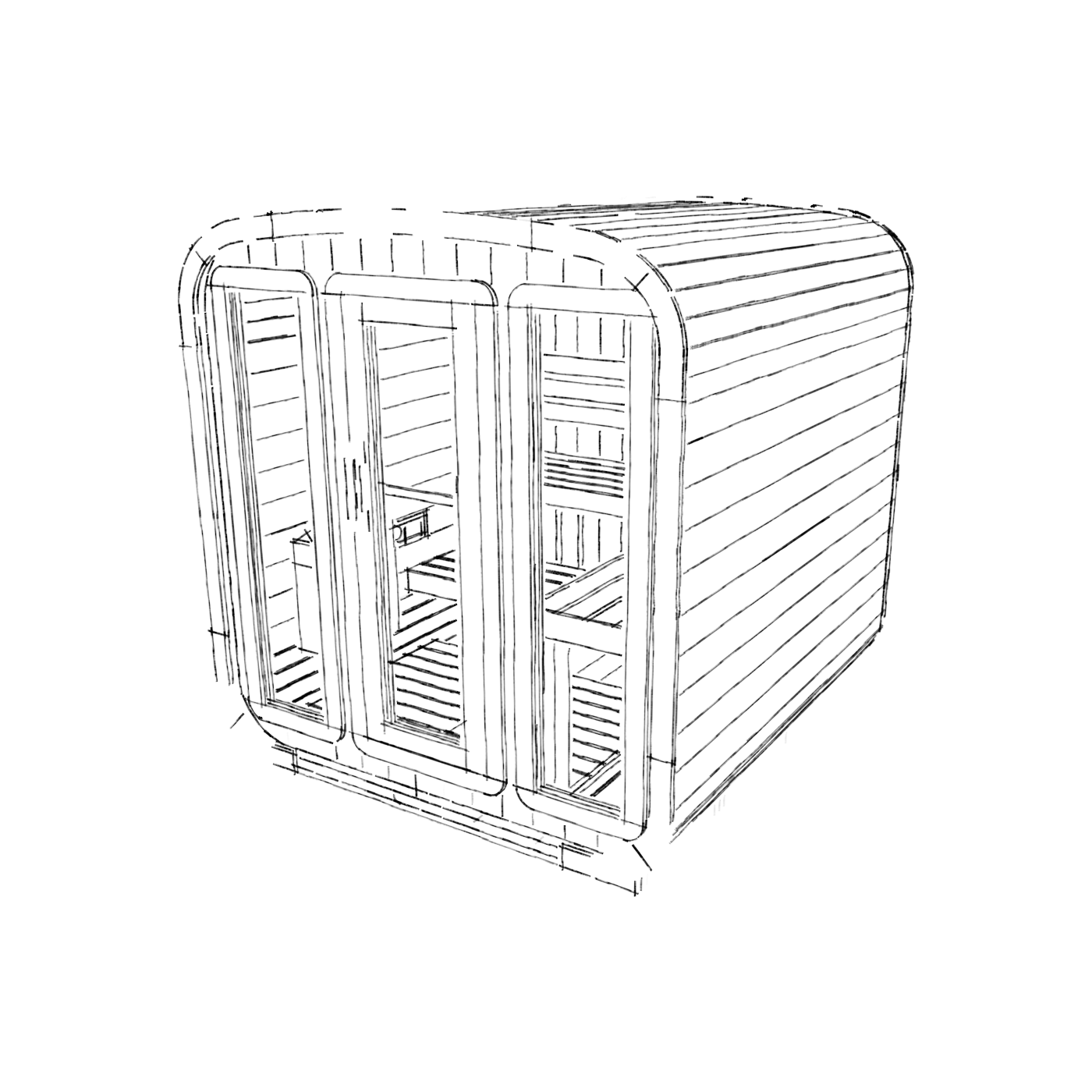 Technical drawing of the BANYA Entertain sauna