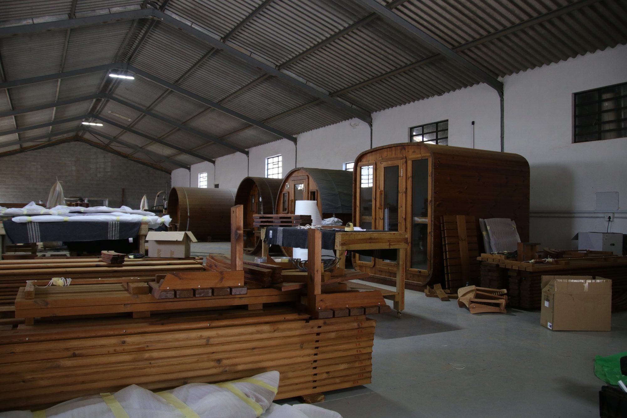 The far end of the shop, units nearing completion